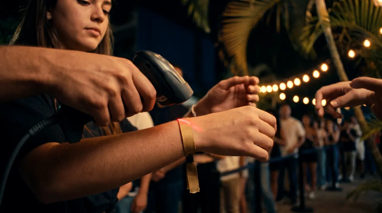 Colocan una pulsera de acceso en la entrada